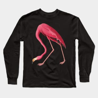 American Pink Flamingo Colorful Flamingo Bird Vintage Illustration Long Sleeve T-Shirt